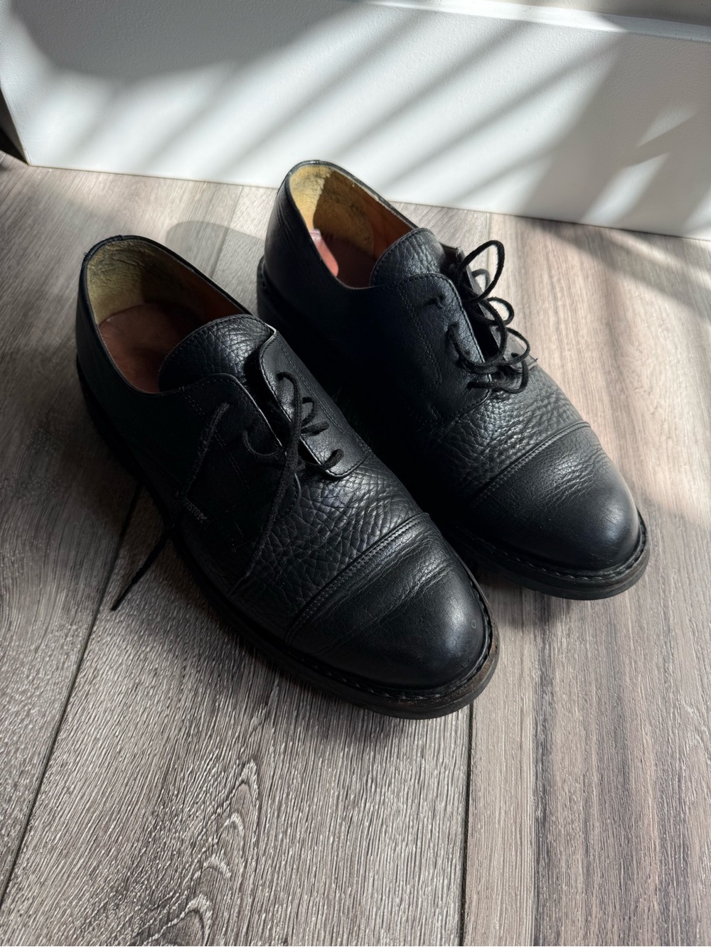 Mephisto Melchior Black Leather Cap Toe Derby Oxford Shoes
